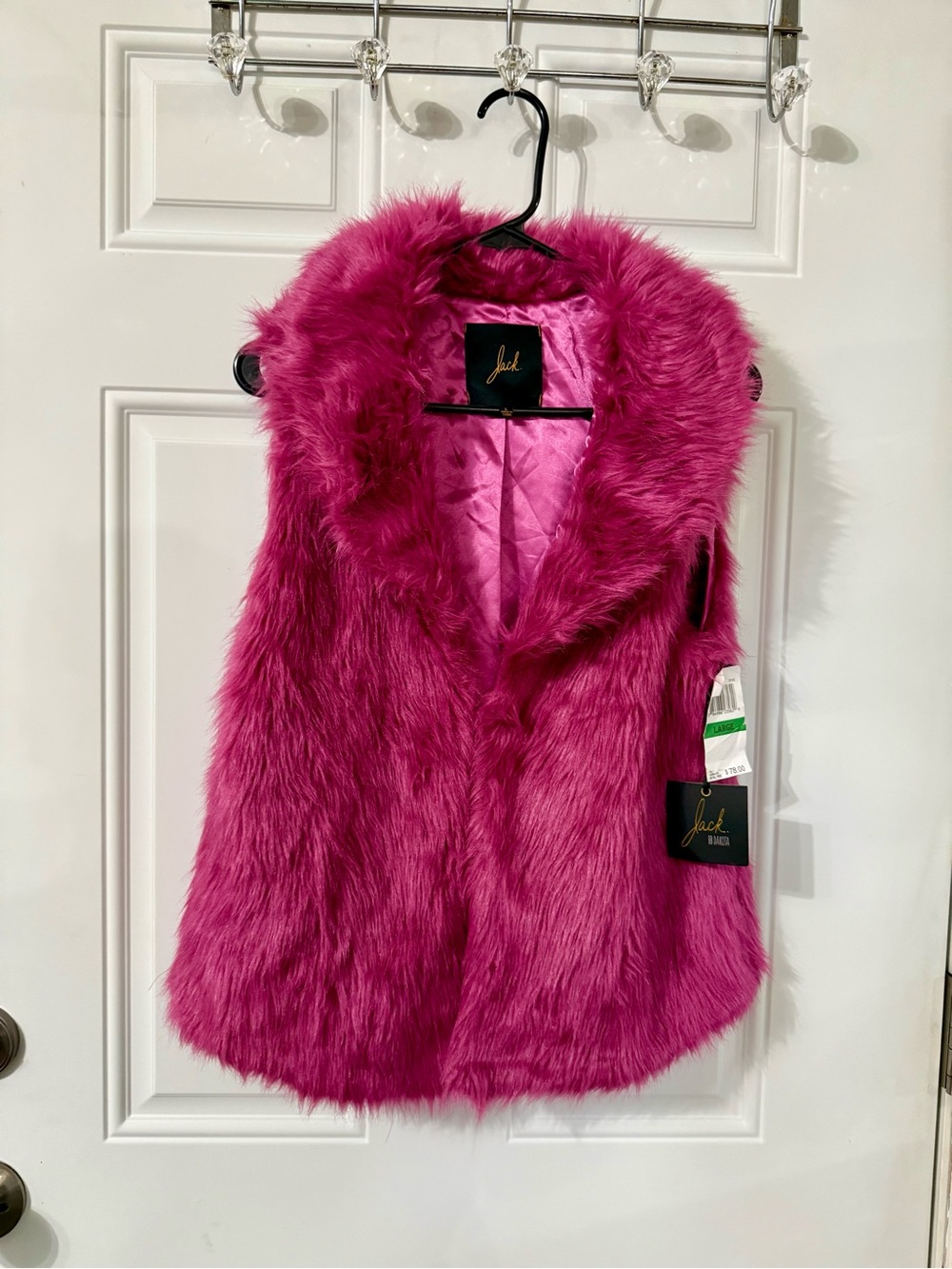 Jack by BB Dakota Hot Pink Faux Fur Vest NWT Size L Y2K